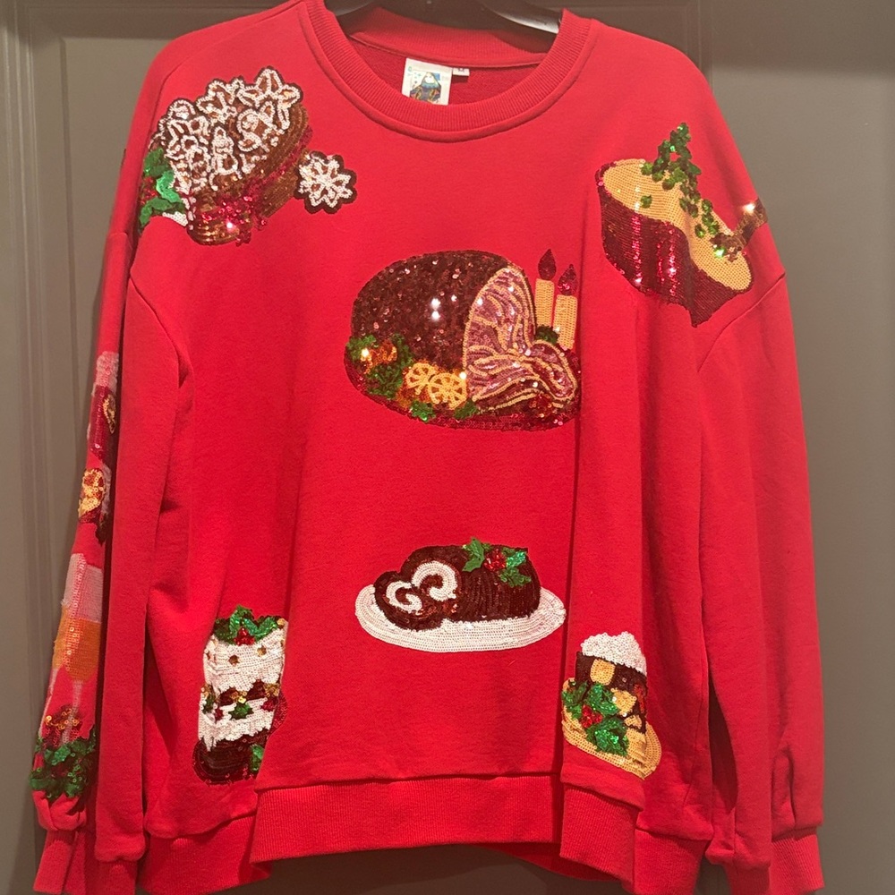 Queen of Sparkles Red Christmas Foods Sweater